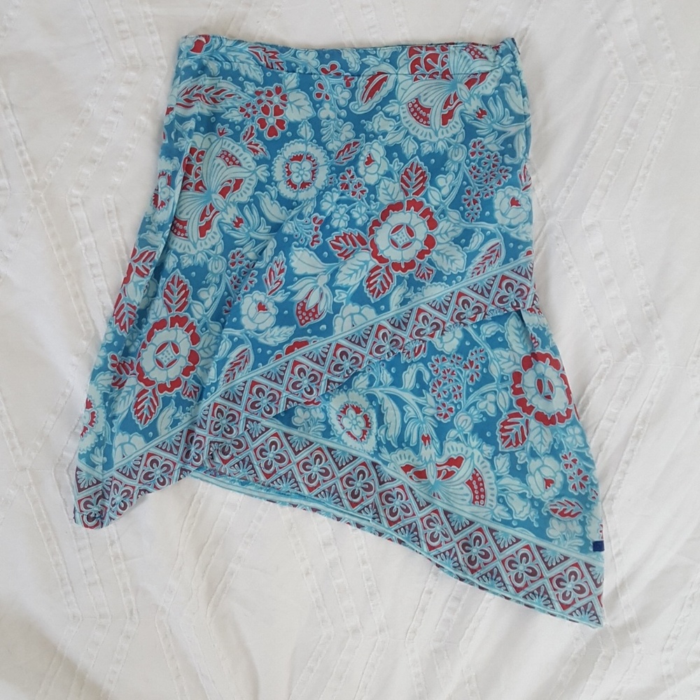 BILLABONG Blue & Red Floral Asymmetrical Skirt